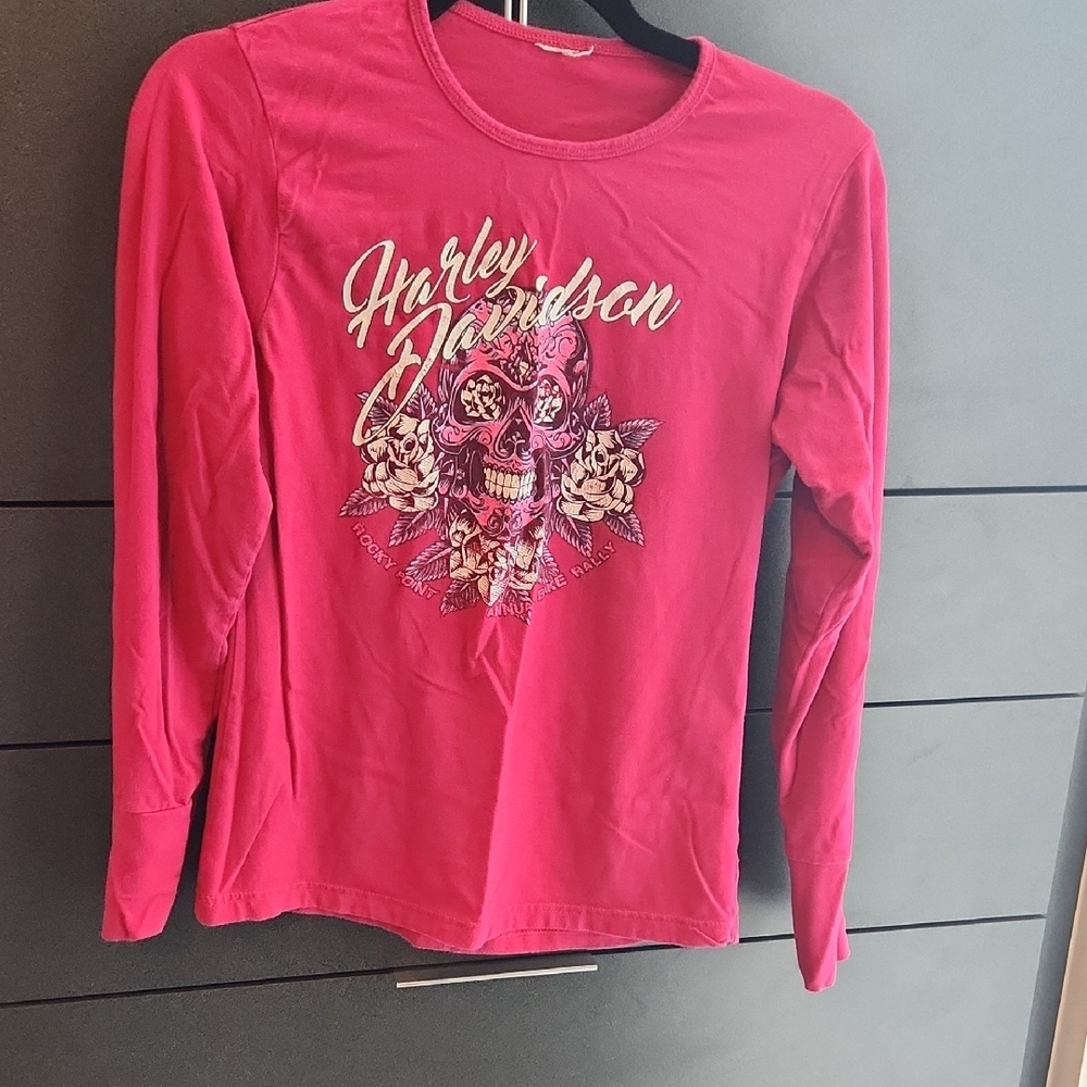 Harley-Davidson Pink Long Sleeve Graphic Tee